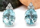 5.40 CTW Natural Aquamarine 18K Solid White Gold Diamond Stud Earrings