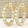 3.25 CTW Natural Diamond Hoop Earrings 18K Solid Yellow Gold