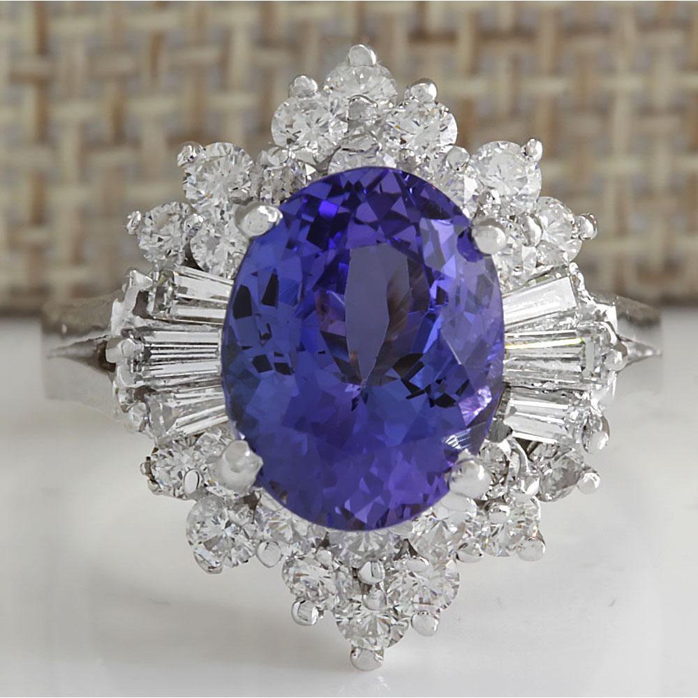 5.31 CTW Natural Tanzanite And Diamond Ring 18K Solid White Gold: 5.31 CTW Natural Tanzanite And Diamond Ring 18K Solid White Gold Manufacturer's Suggested Retail Price: $ 6500.00 Stamped: 18K Ring Size: 5.75 Total Ring Weight: 7.4 Grams Diamond Weight: Total Natura