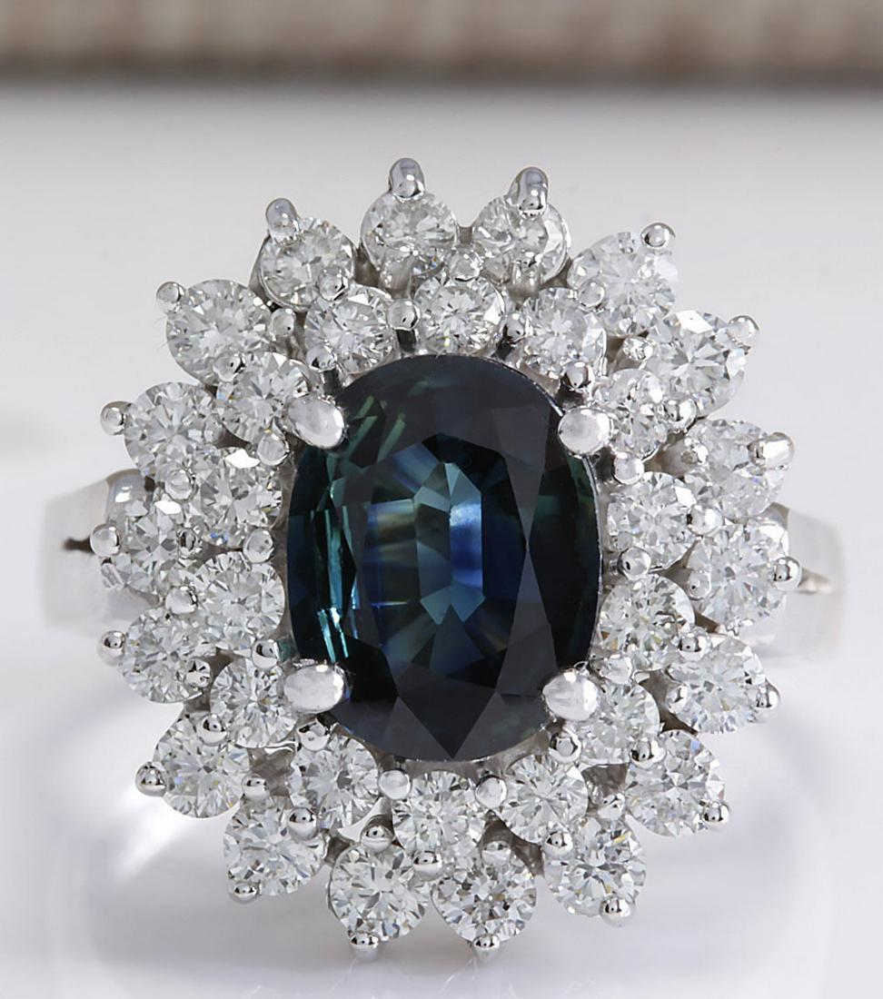 3.32 CTW Natural Blue Sapphire Diamond Ring 18K Solid White Gold: 3.32 CTW Natural Blue Sapphire Diamond Ring 18K Solid White Gold Manufacturer's Suggested Retail Price: $ 5200.00 Stamped: 18K Ring Size: 5.5 Total Ring Weight: 6.1 Grams Diamond Weight: Total Natural
