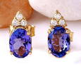 1.65 CTW Natural Tanzanite 14K Solid Yellow Gold Diamond Stud Earrings