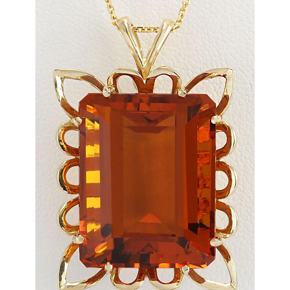 55 CTW Natural Citrine Pendant In 14k Solid Yellow Gold: 55 CTW Natural Citrine Pendant In 14k Solid Yellow Gold Manufacturer's Suggested Retail Price: $ 4900.00 Stamped: 14K Total Pendant Weight: 19.5Grams Center Gemstone Weight: Total Natural Citrine Weig