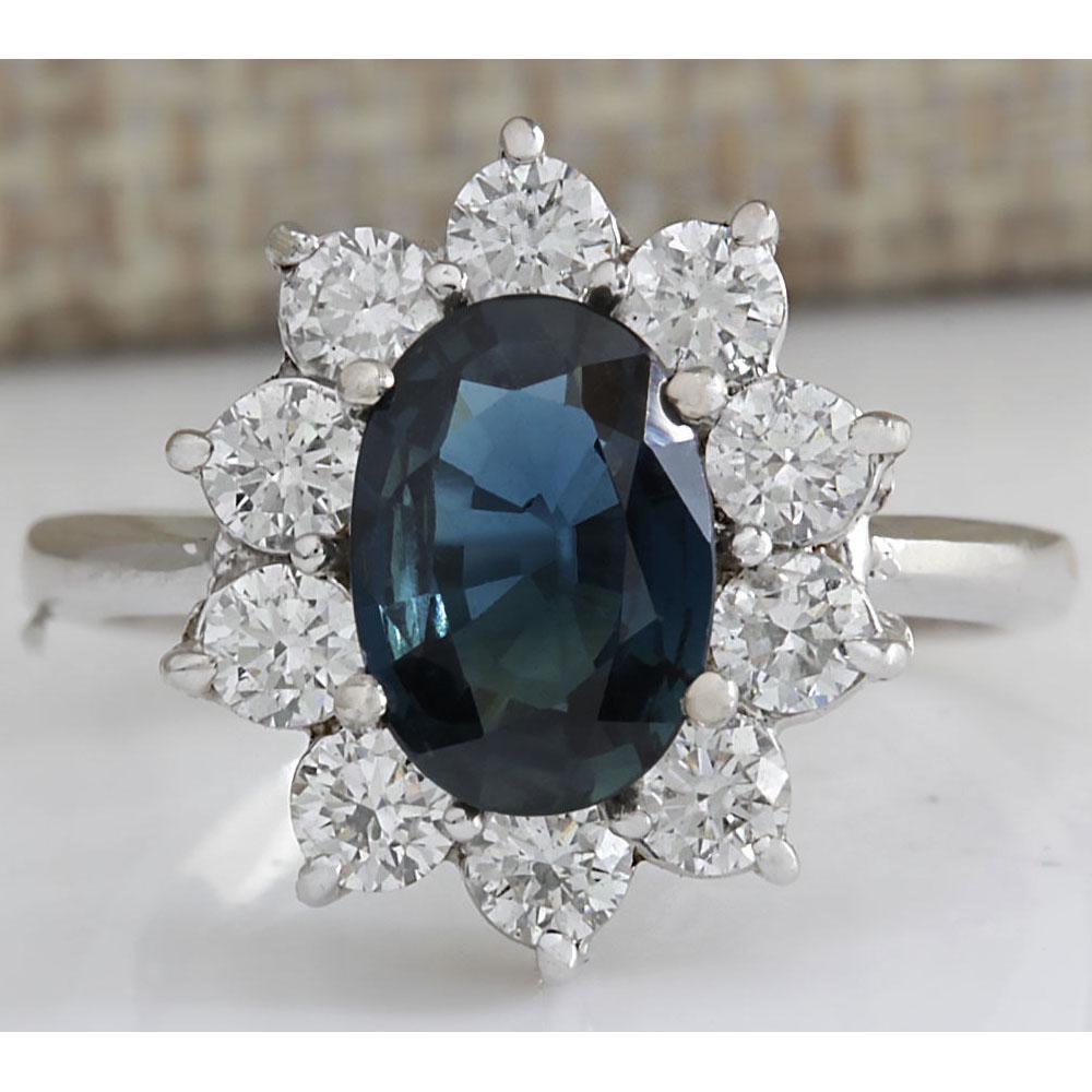 3.12 CTW Natural Blue Sapphire Diamond Ring 18K Solid White Gold: 3.12 CTW Natural Blue Sapphire Diamond Ring 18K Solid White Gold Manufacturer's Suggested Retail Price: $ 5200.00 Stamped: 18K Ring Size: 6.5 Total Ring Weight: 4.4 Grams Diamond Weight: Total Natural