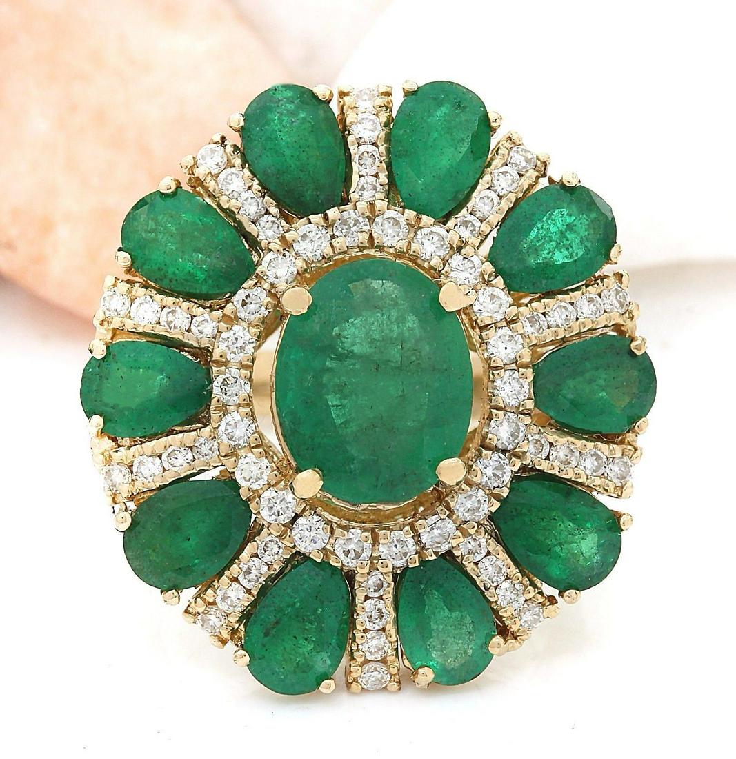 6.39 CTW Natural Emerald 18K Solid Yellow Gold Diamond Ring: 6.39 CTW Natural Emerald 18K Solid Yellow Gold Diamond Ring Manufacturer's Suggested Retail Price: $ 5800.00 6.39 Carat Natural Emerald 18K Solid Yellow Gold Diamond Ring Item Type: Ring Item Style: C