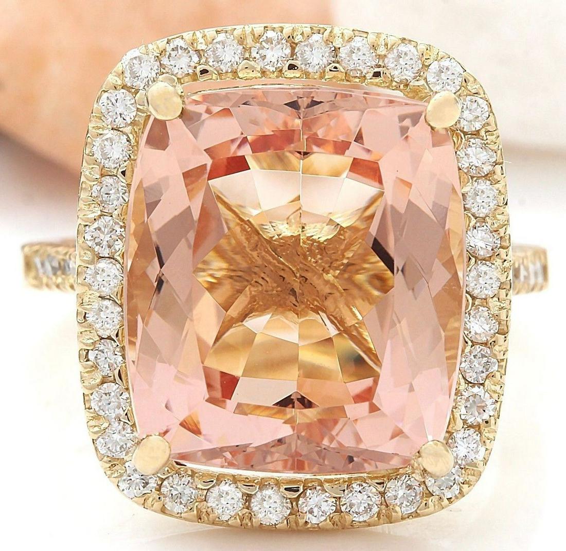 9.10 CTW Natural Morganite 14K Solid Yellow Gold Diamond Ring: 9.10 CTW Natural Morganite 14K Solid Yellow Gold Diamond Ring Manufacturer's Suggested Retail Price: $ 5200.00 9.10 Carat Natural Morganite 14K Solid Yellow Gold Diamond Ring Item Type: Ring Item Styl