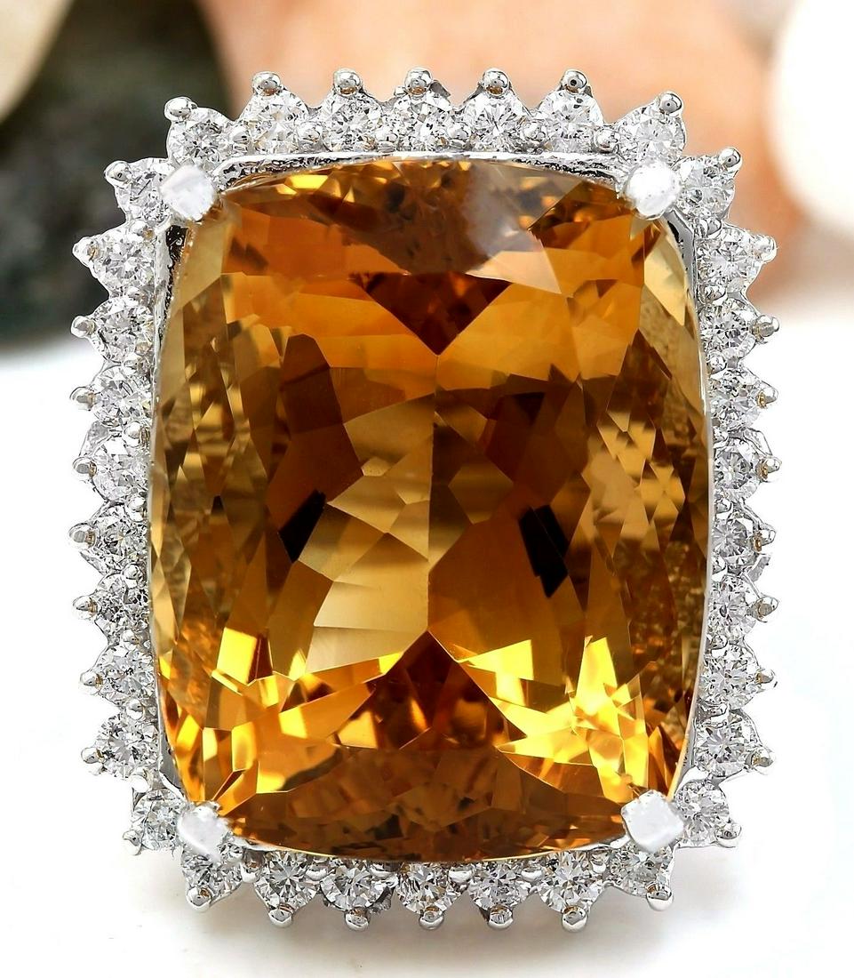31.08 CTW Natural Citrine 18K Solid White Gold Diamond Ring: 31.08 CTW Natural Citrine 18K Solid White Gold Diamond Ring Manufacturer's Suggested Retail Price: $ 5400.00 31.08 Carat Natural Citrine 18K Solid White Gold Diamond Ring Item Type: Ring Item Style: C