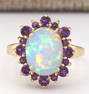 4.51 CTW Natural Opal And Amethyst Ring In 14k Yellow Gold