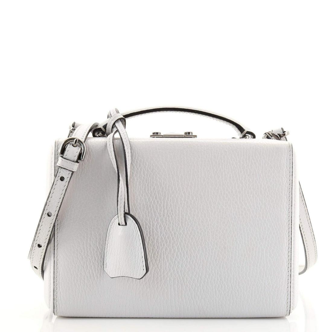 Grace Box Bag Leather Small Mark Cross: Grace Box Bag Leather Small Mark Cross ------ Exterior Color: Gray ------ Interior Color: Red ------ Exterior Material: Leather ------ Interior Material: Leather ------ Hardware Color: Gun Metal -----