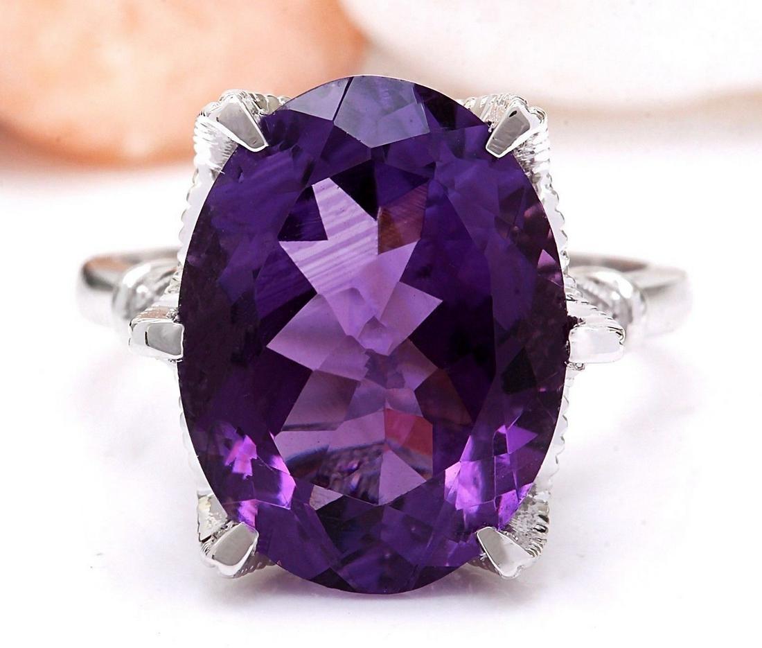 8.64 CTW Natural Amethyst 18K Solid White Gold Diamond Ring: 8.64 CTW Natural Amethyst 18K Solid White Gold Diamond Ring Manufacturer's Suggested Retail Price: $ 2100.00 8.64 Carat Natural Amethyst 18K Solid White Gold Diamond Ring Item Type: Ring Item Style: C