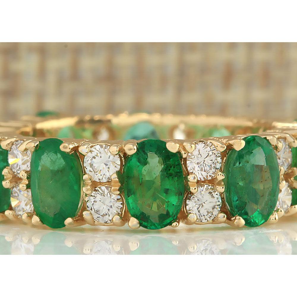 5.71 CTW Natural Emerald And Diamond Ring In 18K Yellow Gold: 5.71 CTW Natural Emerald And Diamond Ring In 18K Yellow Gold Manufacturer's Suggested Retail Price: $ 4300.00 Stamped: 18K Ring Size: 7 ( Sizing 7-8 only) Total Ring Weight: 5.2 Grams Diamond Weight: 