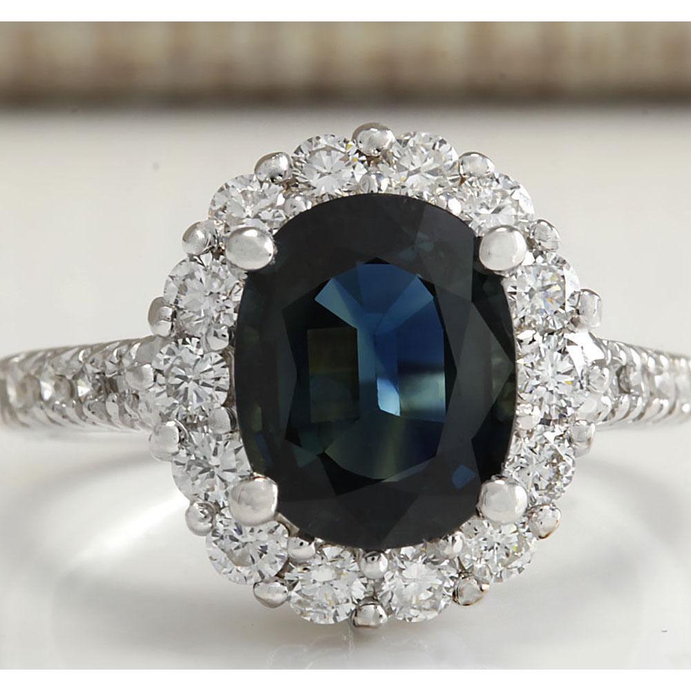3.68 CTW Natural Blue Sapphire Diamond Ring 18K Solid White Gold: 3.68 CTW Natural Blue Sapphire Diamond Ring 18K Solid White Gold Manufacturer's Suggested Retail Price: $ 4900.00 Stamped: 18K Ring Size: 6.75 Total Ring Weight: 6.1 Grams Diamond Weight: Total Natura