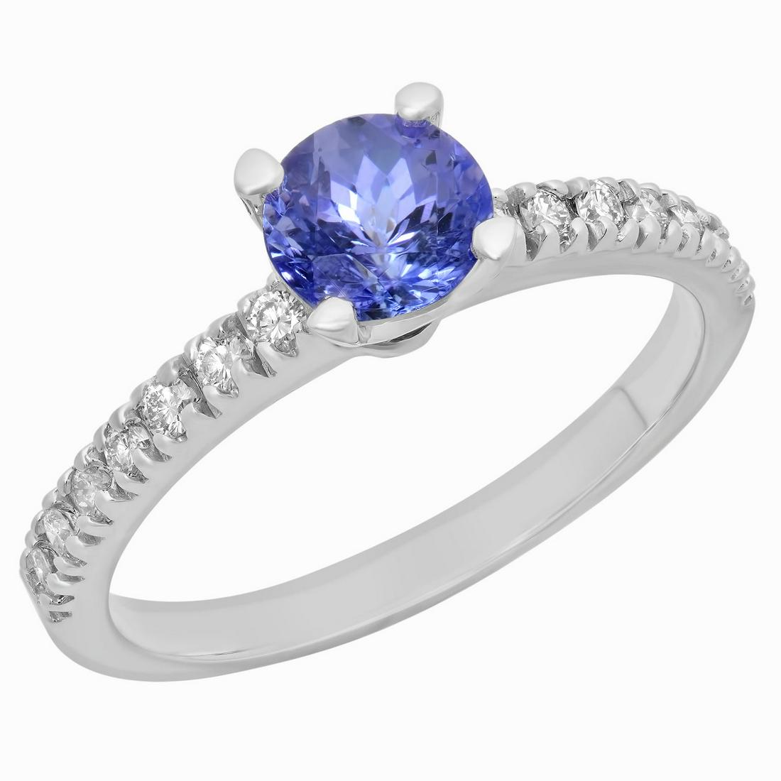 Natural 1.23 CTW Tanzanite & Diamond 14K White Gold Ring: Product Type: Ring Size: 7 Sizing lower range: 5 Sizing upper range: 9 Condition: Brand New Gender: Ladies Country of Origin: US Main Gemstone name: Tanzanite Main Gemstone color