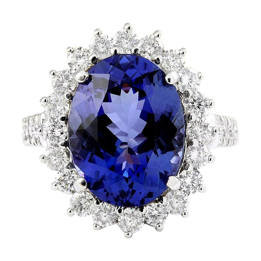 Natural 9.51 CT Tanzanite Diamond Ring 18K White Gold: 9.51 Carat Natural Tanzanite 18K Solid White Gold Diamond Ring Item Type: Ring Item Style: Engagement Material: 18K White Gold Mainstone: Tanzanite Stone Color: Blue Stone Weight: 8.11 Carat <