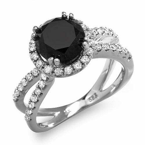 Natural Black Diamond Ring 14K White Gold: Product Type: Ring Size: 7 Sizing lower range: 4 Sizing upper range: 12 Gender: Ladies Country of Origin: US Setting Type: Prong Main Gemstone name: Black Diamond Main Gemstone c