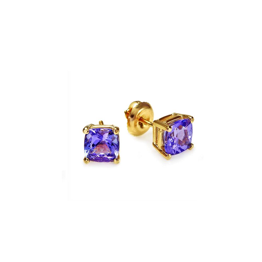 Natural 2.3CTW Tanzanite 14K Gold Earrings 14K Yellow Gold: Product Type: Earrings Gender: Ladies Country of Origin: US Setting Type: Prong Main Gemstone name: Tanzanite Main Gemstone color: Blue Main Gemstone clarity: Type AA++ Main Gemstone shap