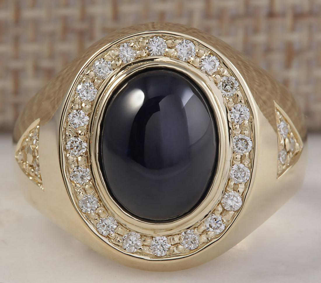 Natural 5.90 CT Sapphire Diamond Ring 18K Yellow Gold: Stamped: 18K Yellow Gold Total Ring Weight: 9.4 Grams Ring Length: N/A Ring Width: N/A Gemstone Weight: Total Natural Sapphire Weight is 5.45 Carat (Measures: 10.73x8.36 mm) Color: Blue Diamond We