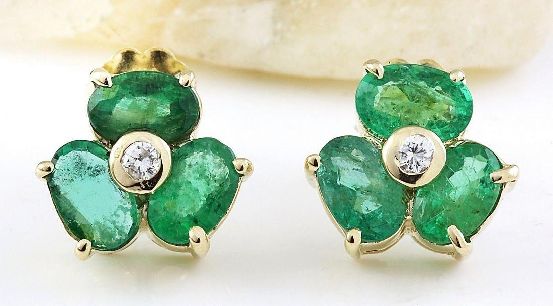 Natural 2.90 CT Emerald Diamond Stud Earrings 18K Yellow Gold: 2.90 Carat Natural Emerald 18K Solid Yellow Gold Diamond Stud Earrings Item Type: Earrings Item Style: Stud Item Length: 10.00 mm Item Width: 11.35 mm Material: 18K Yellow Gold Mainstone: Emerald