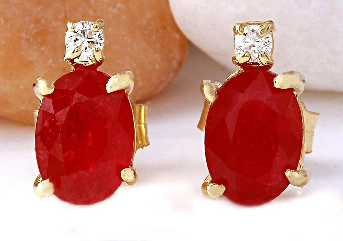 Natural 1.76 CT Ruby Diamond Stud Earrings 14K Yellow Gold: 1.76 Carat Natural Ruby 14K Solid Yellow Gold Diamond Stud Earrings Item Type: Earrings Item Style: Stud Item Length: 9.55 mm Item Width: 5.20 mm Material: 14K Yellow Gold Main Stone: Ruby <br