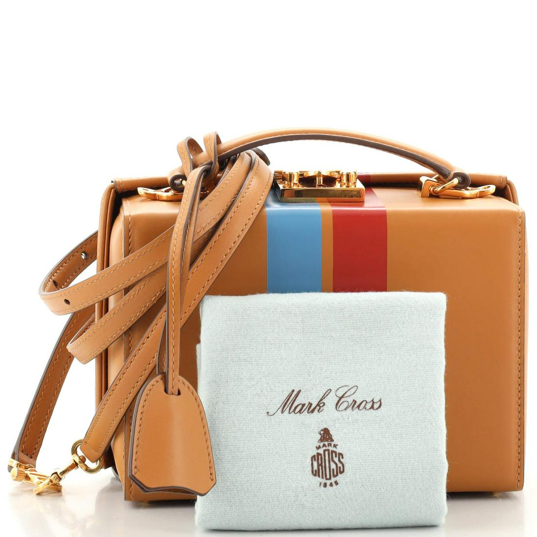 Mark Cross Grace Box Bag Leather Small: Mark Cross Grace Box Bag Leather Small / / Exterior Color: Brown / / Interior Color: Red / / Exterior Material: Leather / / Interior Material: Leather / / Hardware Color: Gold / / Accessories: Clochet