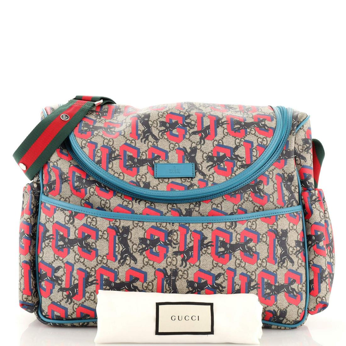 Gucci Diaper Bag Printed Gg Coated Canvas