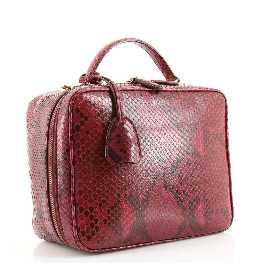 Mark Cross Laura Crossbody Bag Python Medium: Mark Cross Laura Crossbody Bag Python Medium / / Exterior Color: Red / / Interior Color: Red / / Exterior Material: Exotic, Python / / Interior Material: Fabric / / Hardware Color: Gold / / Accessorie