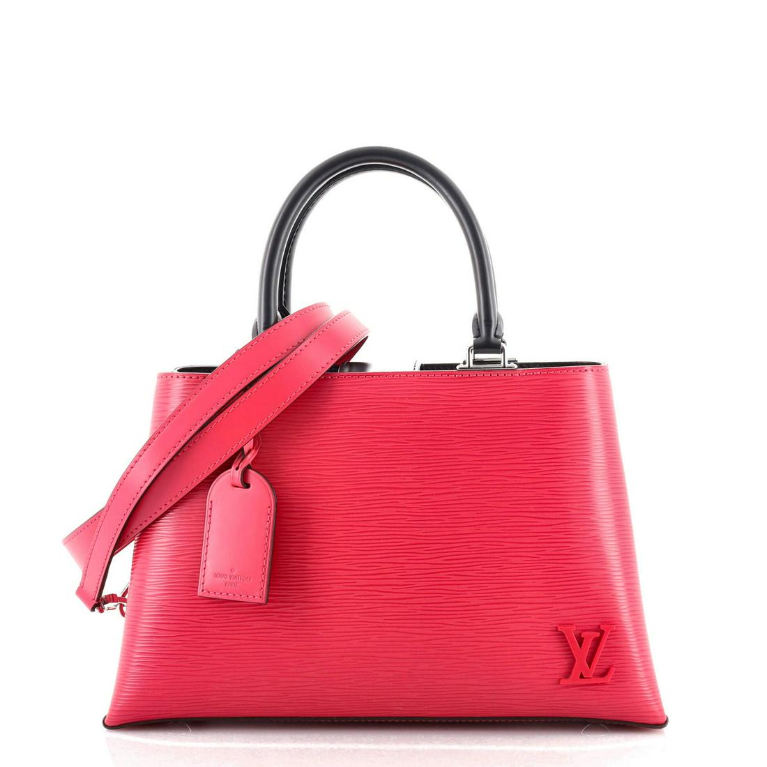 Louis Vuitton Kleber Handbag Epi Leather PM: Louis Vuitton Kleber Handbag Epi Leather PM // Exterior Color: Pink // Interior Color: Black // Exterior Material: Leather // Interior Material: Microfiber // Hardware Color: Silver // Accessories: Lu