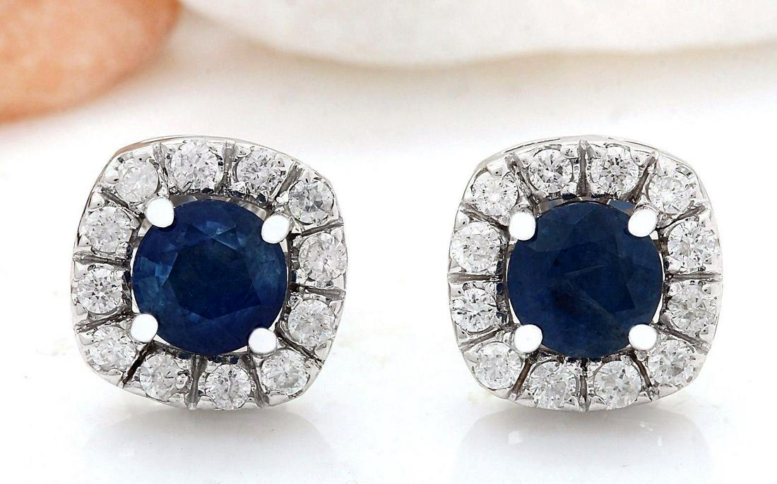 2.13 Carat Natural Sapphire 14K White Gold Diamond Stud Earrings: 2.13 Carat Natural Sapphire 14K White Gold Diamond Stud Earrings 2.13 Carat Natural Ceylon Sapphire 14K Solid White Gold Diamond Stud EarringsItem Type: EarringsItem Style: StudItem Length: 10.03 mmIt