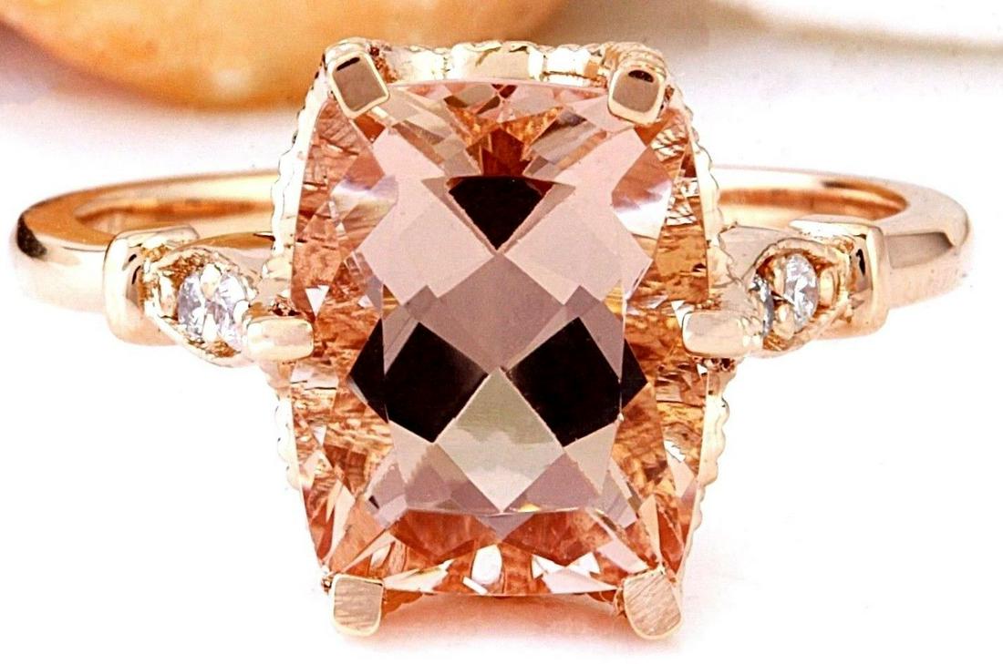 3.4 Carat Natural Morganite 14K Solid Rose Gold Diamond Ring: 3.4 Carat Natural Morganite 14K Solid Rose Gold Diamond Ring 3.4 Carat Natural Morganite 14K Solid Rose Gold Diamond RingItem Type: RingItem Style: CocktailMaterial: 14K Rose GoldMainstone: MorganiteS