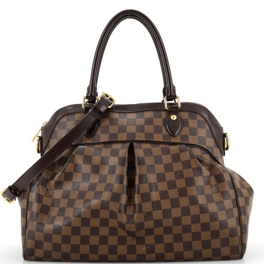 Louis Vuitton Trevi Handbag Damier GM: Louis Vuitton Trevi Handbag Damier GM // Exterior Color: Brown // Interior Color: Red // Exterior Material: Canvas Coated // Interior Material: Microfiber // Hardware Color: Gold // Accessories: Dust 