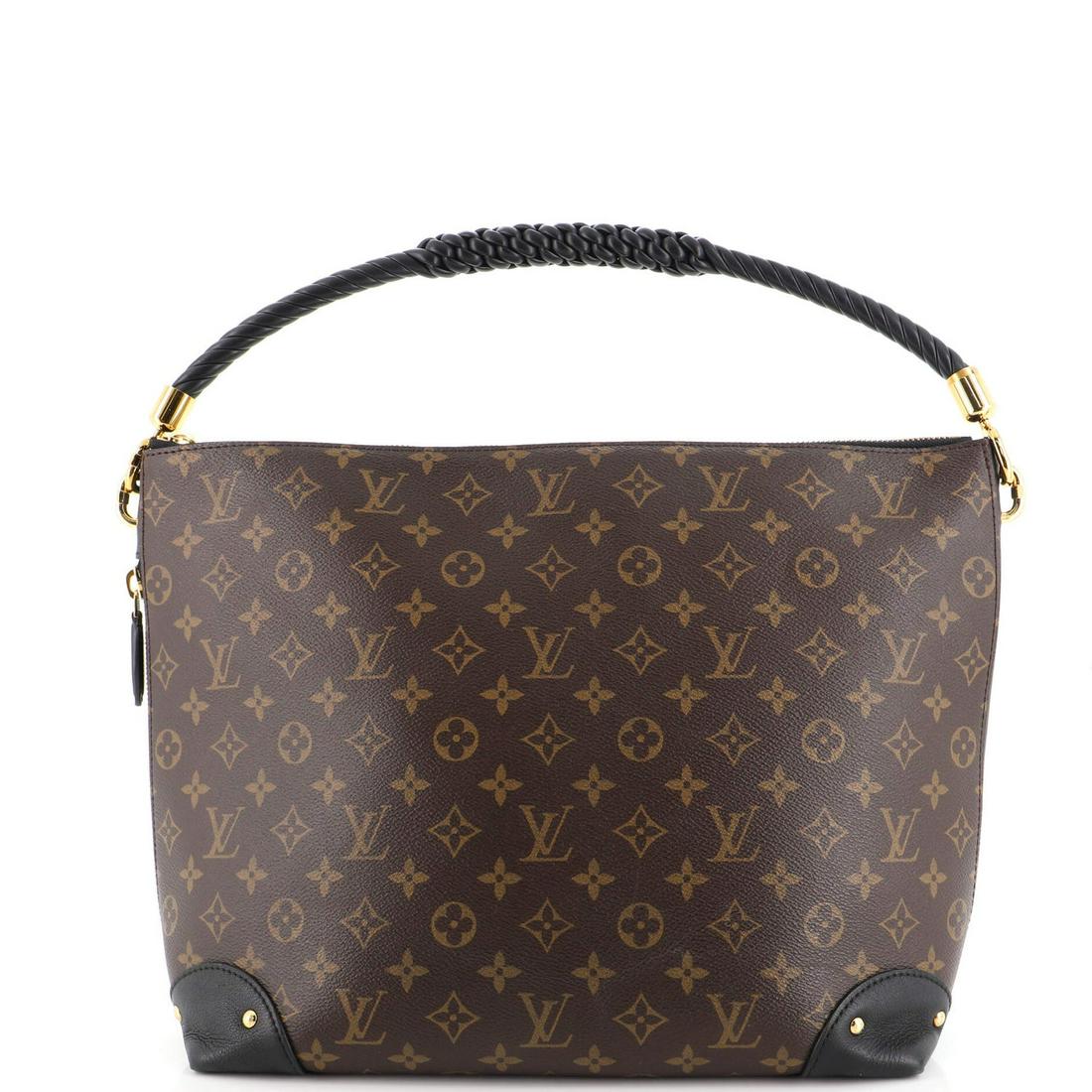 Louis Vuitton Triangle Softy Bag Reverse Monogram Canvas: Louis Vuitton Triangle Softy Bag Reverse Monogram Canvas // Exterior Color: Brown // Interior Color: Black // Exterior Material: Canvas Coated // Interior Material: Microfiber // Hardware Color: Gold