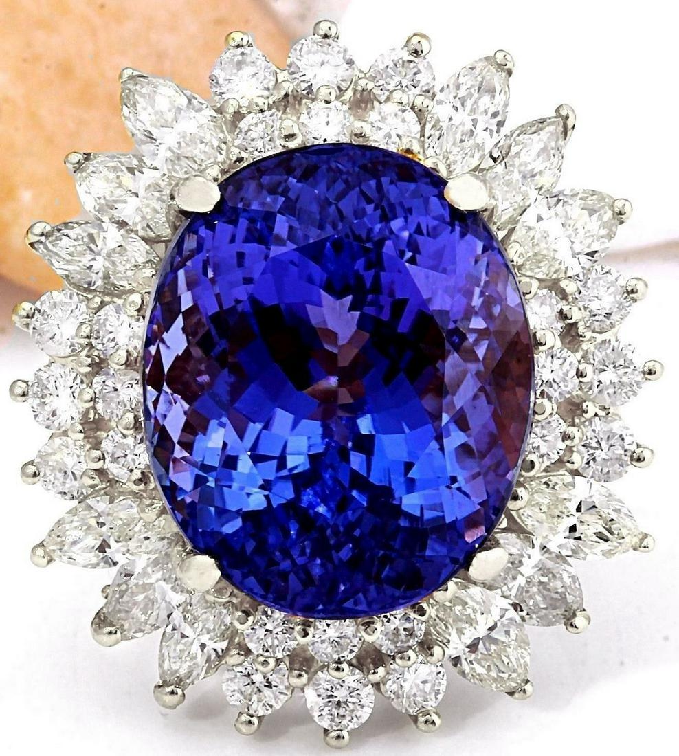 18.15 Carat Natural Tanzanite 18K Solid White Gold Diamond Ring: 18.15 Carat Natural Tanzanite 18K Solid White Gold Diamond Ring 18.15 Carat Natural Tanzanite 18K Solid White Gold Diamond RingItem Type: RingItem Style: CocktailMaterial: 18K White GoldMainstone: Tan