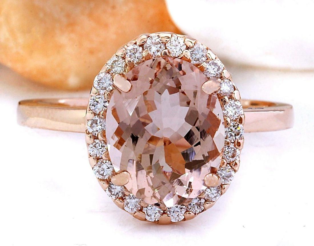 2.87 Carat Natural Morganite 14K Solid Rose Gold Diamond Ring: 2.87 Carat Natural Morganite 14K Solid Rose Gold Diamond Ring 2.87 Carat Natural Morganite 14K Solid Rose Gold Diamond RingItem Type: RingItem Style: CocktailMaterial: 14K Rose GoldMainstone: Morganit