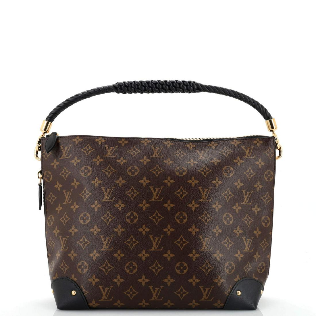 Louis Vuitton Triangle Softy Bag Reverse Monogram Canvas: Louis Vuitton Triangle Softy Bag Reverse Monogram Canvas // Exterior Color: Brown // Interior Color: Black // Exterior Material: Canvas Coated // Interior Material: Microfiber // Hardware Color: Gold