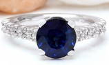 3.15 Carat Natural Sapphire 14K Solid White Gold Diamond Ring