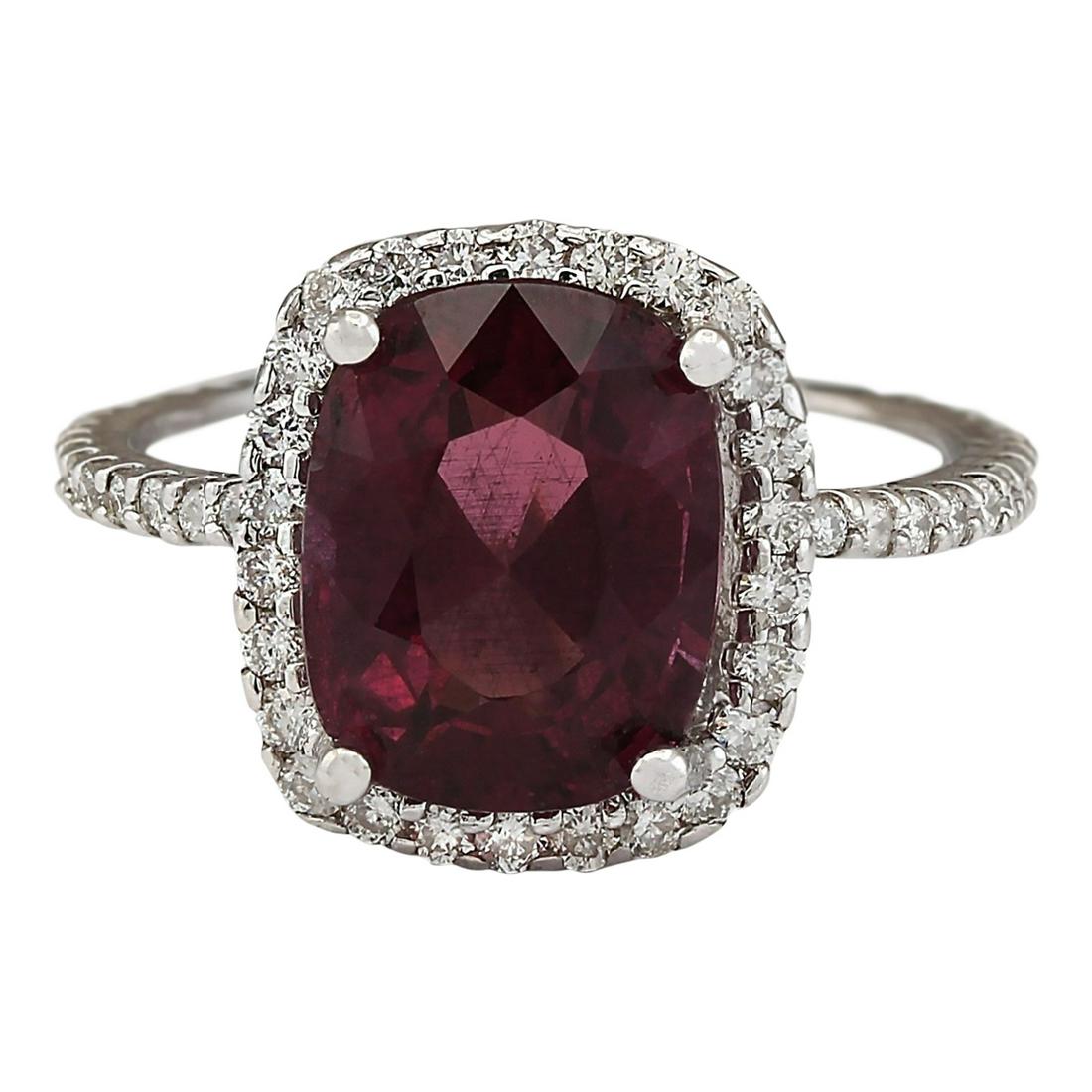 4.62 Carat Natural Garnet 14K White Gold Diamond Ring: 4.62 Carat Natural Garnet 14K White Gold Diamond Ring Stamped: 14K White Gold Total Ring Weight: 3.4 Grams Ring Length: N/A Ring Width: N/A Gemstone Weight: Total Natural Garnet Weight is 3.92 Carat (