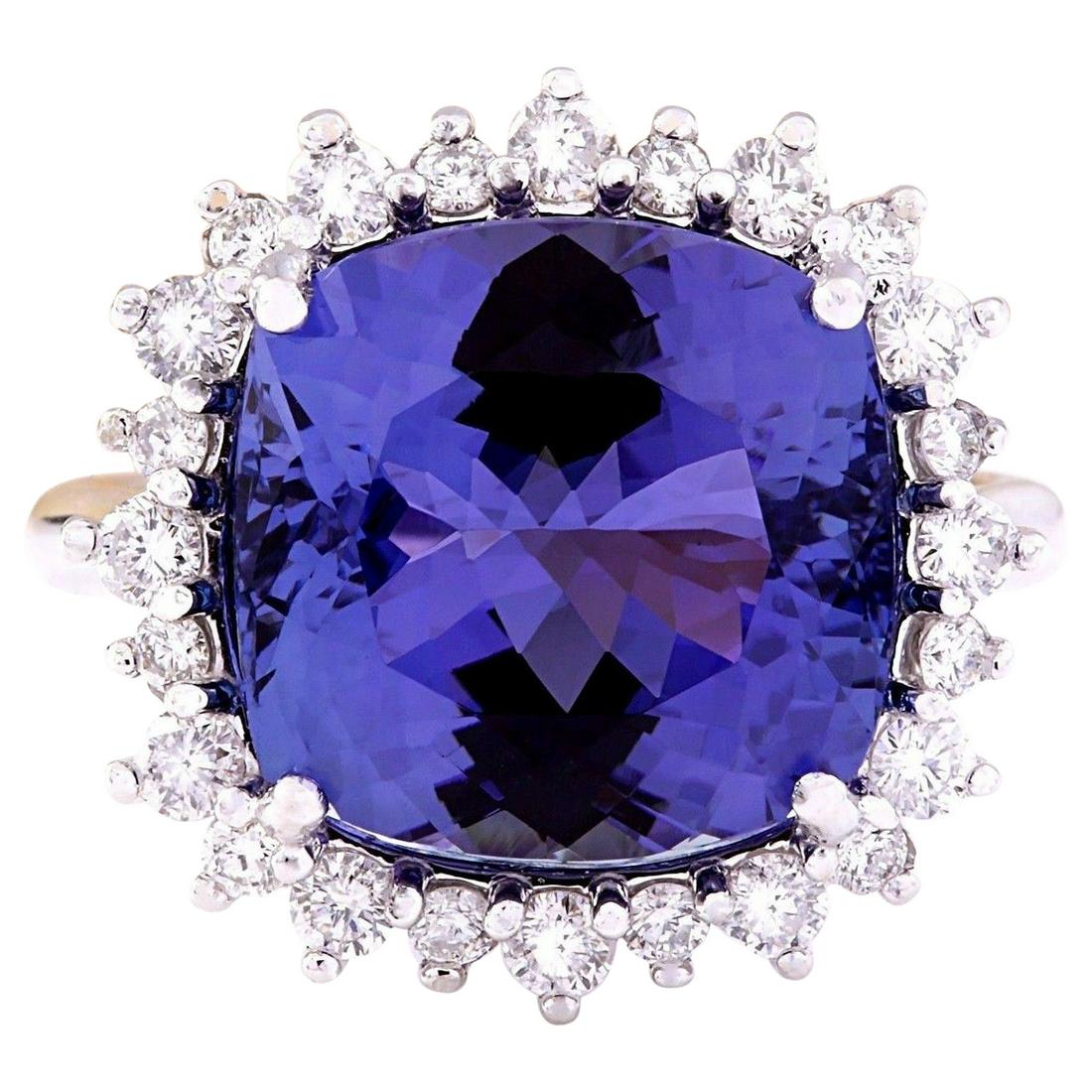 10.81 Carat Natural Tanzanite 18K White Gold Diamond Ring: 10.81 Carat Natural Tanzanite 18K White Gold Diamond Ring 10.81 Carat Natural Tanzanite 18K Solid White Gold Diamond RingItem Type: RingItem Style: CocktailMaterial: 18K White GoldMainstone: Tanzanite