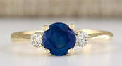 1.40 Carat Sapphire 14k Yellow Gold Diamond Ring