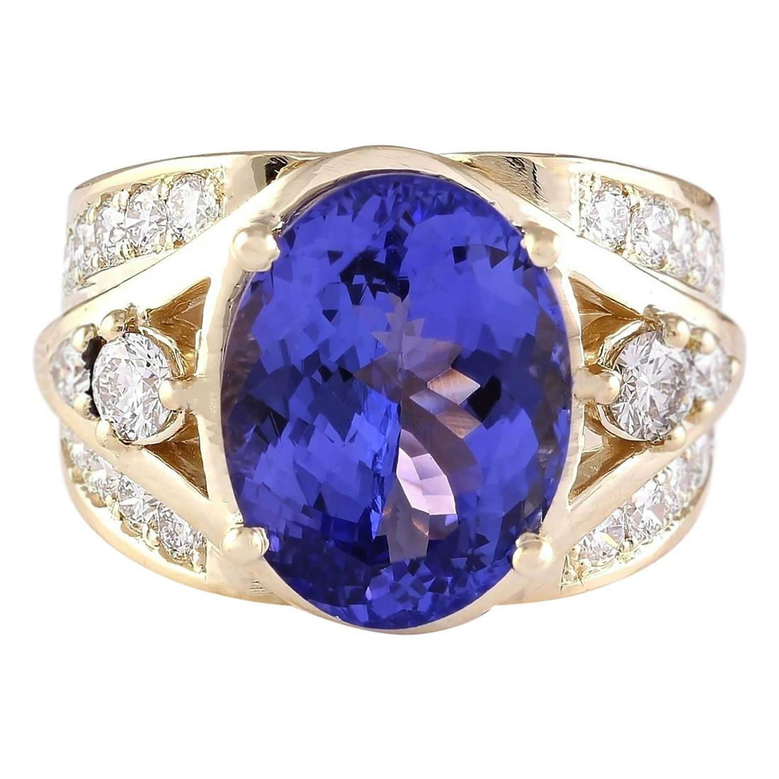 9.39 Carat Tanzanite 18K Yellow Gold Diamond Ring: 9.39 Carat Tanzanite 18K Yellow Gold Diamond Ring Stamped: 18K Yellow Gold Total Ring Weight: 10.2 Grams Ring Length: N/A Ring Width: N/A Gemstone Weight: Total Natural Tanzanite Weight is 7.24 Carat 