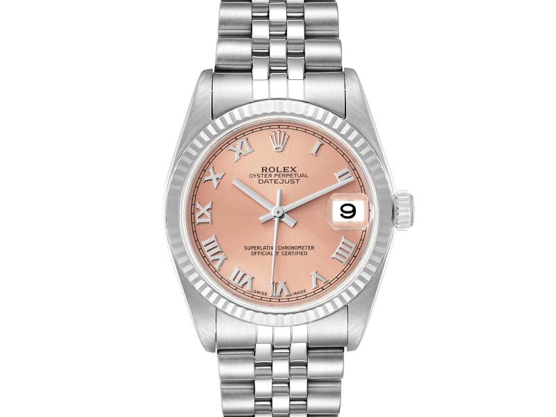 Rolex Datejust Midsize Steel White Gold Salmon Dial Watch: Rolex Datejust Midsize Steel White Gold Salmon Dial Watch Product Code: 49142-34CB0 Brand: Rolex Condition: Pre-Owned ---- Rolex Datejust Midsize Steel White Gold Salmon Dial Watch Officiallycertified