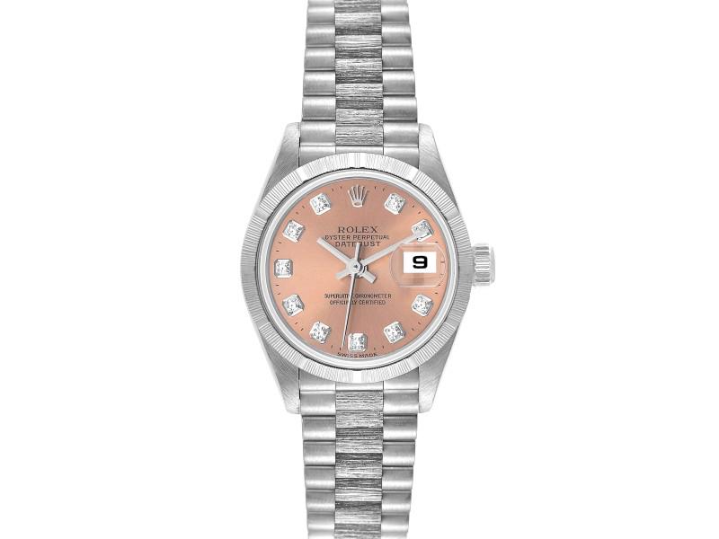 Rolex President Datejust White Gold Diamond Dial Ladies Watch: Rolex President Datejust White Gold Diamond Dial Ladies Watch Product Code: 49334-34CB0 Brand: Rolex Condition: Pre-Owned ---- Rolex President Datejust White Gold Diamond Dial Ladies WatchOfficially c