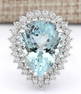 14.66 Carat Natural Aquamarine And Diamond Ring In 18K White Gold