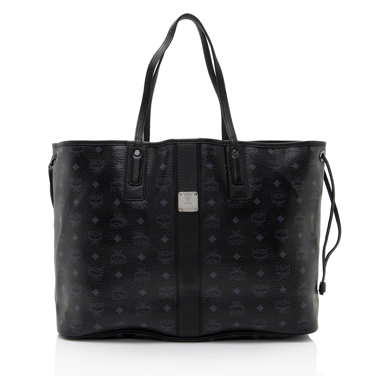MCM Visetos Liz Reversible Large Shopper Tote with Pochette: MCM Visetos Liz Reversible Large Shopper Tote with Pochette Condition Quality: Excellent Color: Black Height: 13 in. Length: 17 in. Material: Coated Canvas/Leather Width: 7 in. Item Condi