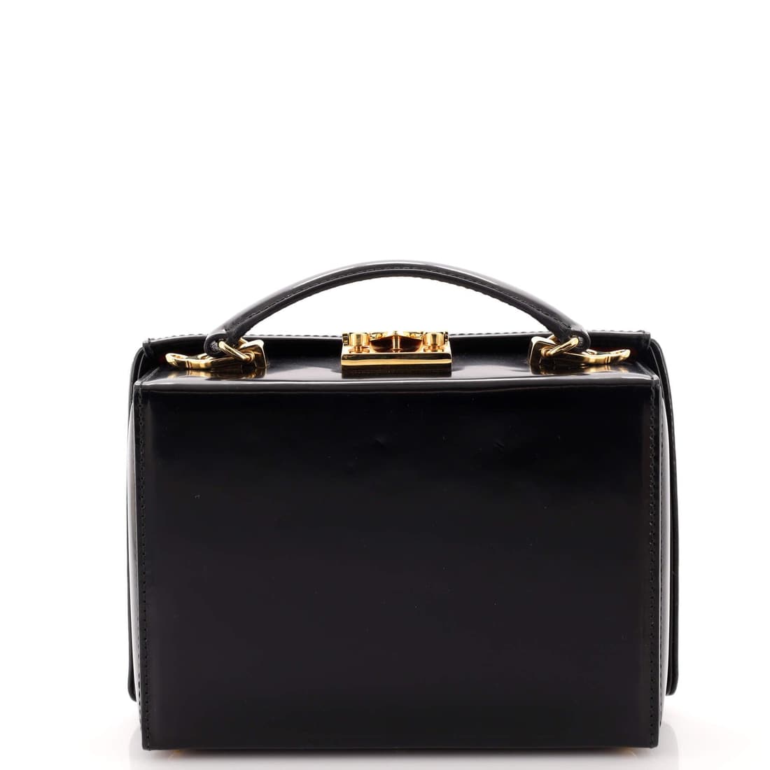 Mark Cross Grace Box Bag Leather Small: Mark Cross Grace Box Bag Leather Small ---- Exterior Color: Black ---- Interior Color: Red ---- Exterior Material: Leather ---- Interior Material: Leather ---- Hardware Color: Gold ---- Accessories: C