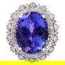 17.52 Carat Natural Tanzanite 14K Solid White Gold Diamond Ring
