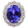 17.52 Carat Natural Tanzanite 14K Solid White Gold Diamond Ring