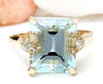 5.16 Carat Natural Aquamarine 18K Solid Yellow Gold Diamond Ring