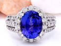 6.72 Carat Natural Tanzanite 14K Solid White Gold Diamond Ring