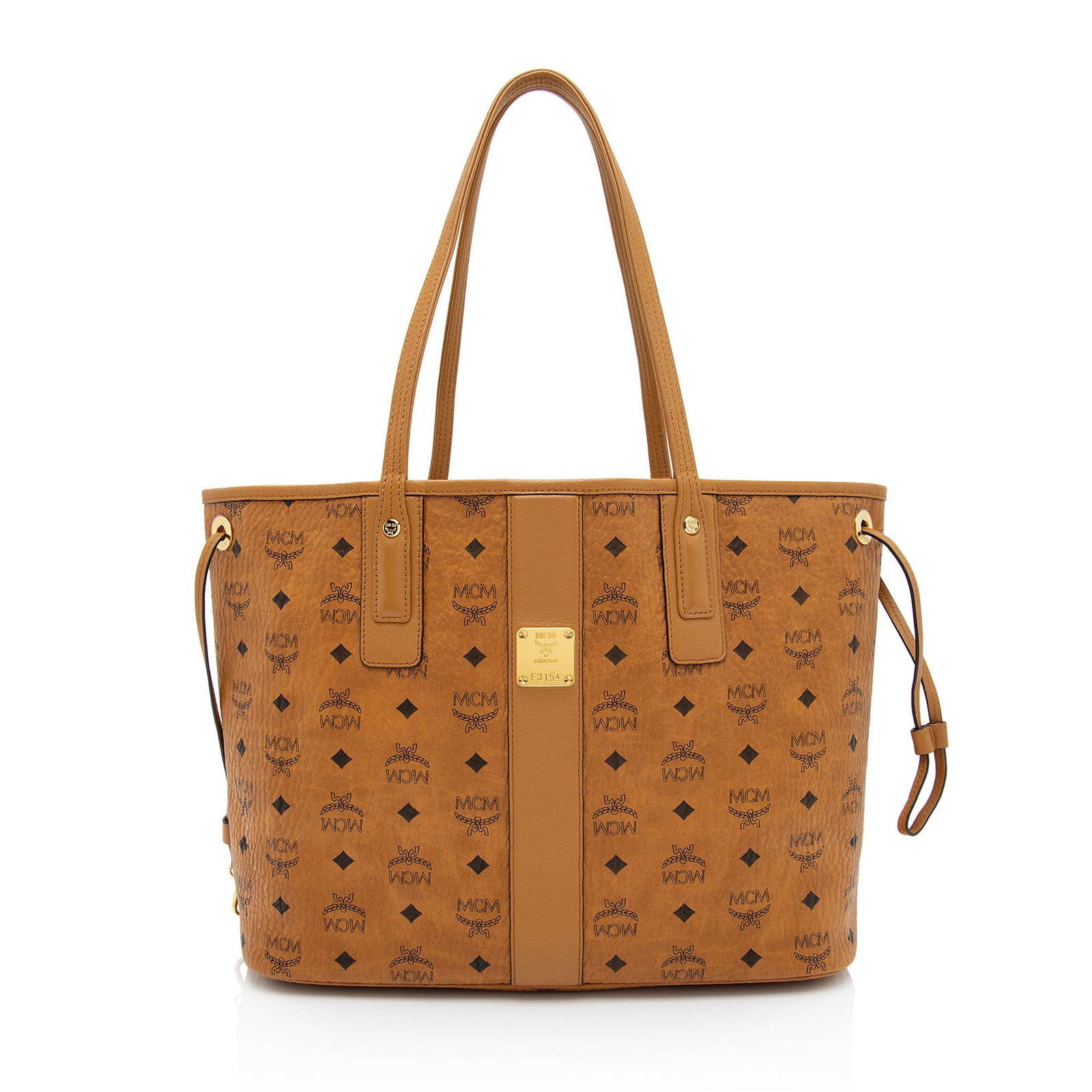 MCM Visetos Liz Reversible Medium Shopper Tote: MCM Visetos Liz Reversible Medium Shopper Tote Condition Quality: Good Color: Brown Height: 11 in. Length: 14 in. Material: Coated Canvas/Leather Width: 6 in. Item Condition: Pre Owned <b
