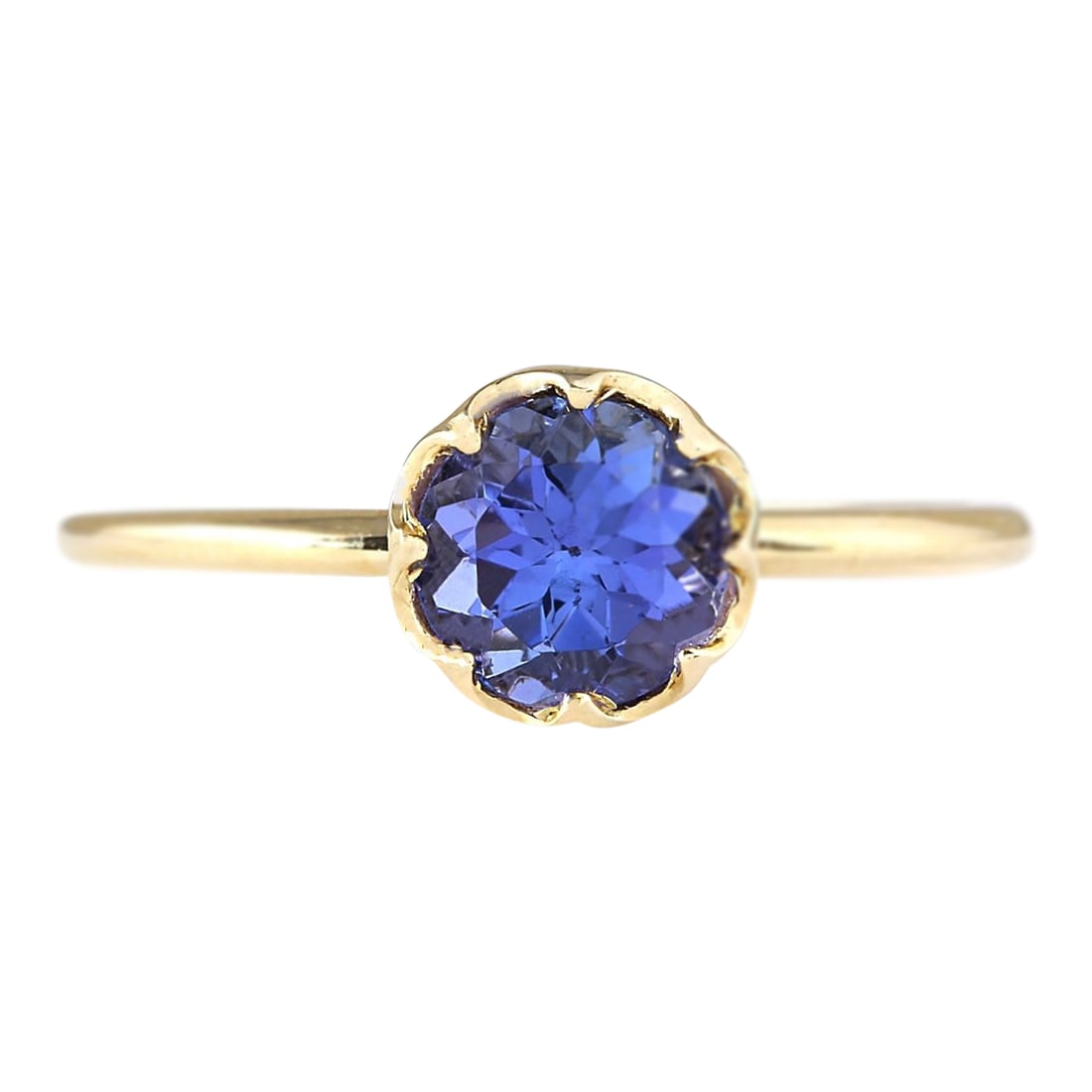 1.35 Carat Tanzanite 18K Yellow Gold Ring: 1.35 Carat Tanzanite 18K Yellow Gold Ring Stamped: 18K Yellow Gold Total Ring Weight: 1.7 Grams Ring Length: N/A Ring Width: N/A Gemstone Weight: Total Natural Tanzanite Weight is 1.35 Carat Color: Bl