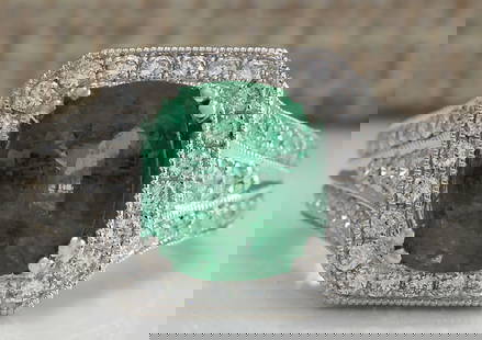 4.30 Carat Natural Colombian Emerald And Diamond Ring 14K Solid White Gold: 4.30 Carat Natural Colombian Emerald And Diamond Ring 14K Solid White Gold Stamped: 14K Ring Size: 6.5 Total Ring Weight: 5.8Grams Diamond Weight: Total natural diamond weight is 1.50carat. VS2-SI1 cl